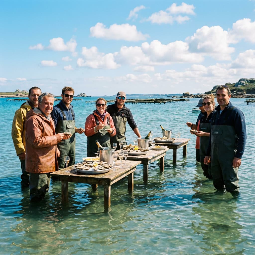 Groupe de dégustation sur l'estran du Golfe du Morbihan — Les Secrets de la Marée, Larmor-Baden