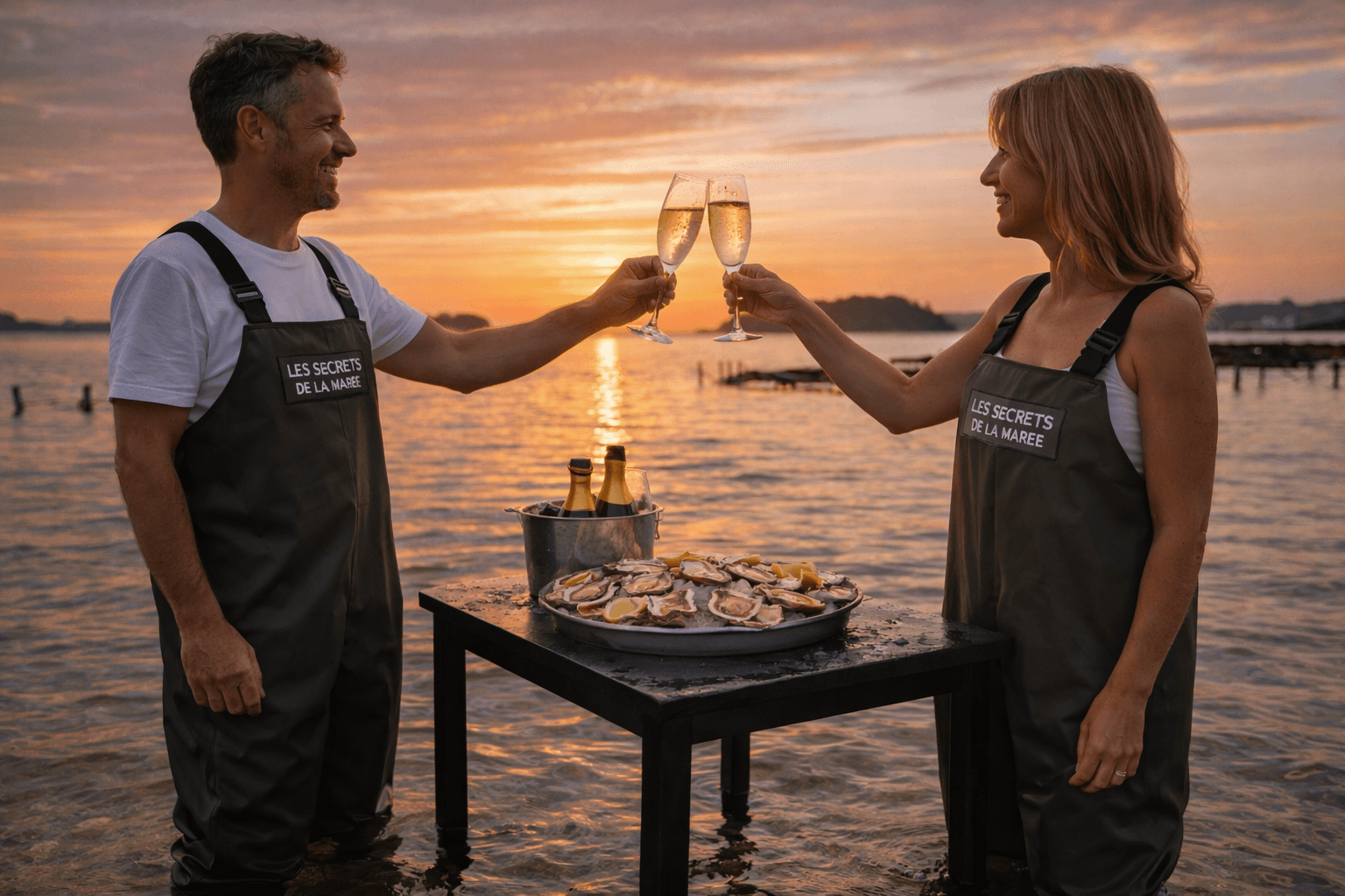 Offrir un bon cadeau dégustation d'huîtres et champagne dans les parcs ostréicoles du Golfe du Morbihan, Larmor-Baden
