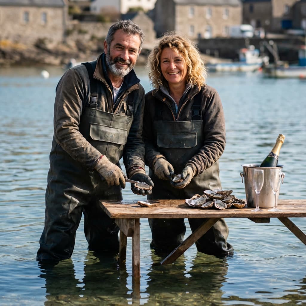 Ostréiculteurs sur les parcs à huîtres de Larmor-Baden — Les Secrets de la Marée, Larmor-Baden